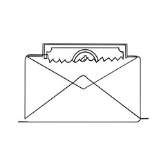 Fototapete - continuous line drawing envelope icon