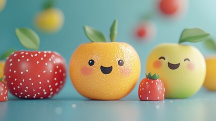 Wall Mural - Happy Fruits.