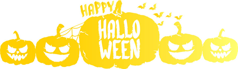 Wall Mural - Happy Halloween text Banner or label. Vector halloween calligraphic text label with scary pumpkin isolated on white background. Halloween banner design template