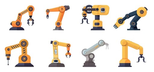 Set of industrial robotic arms