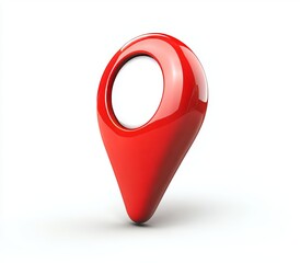Poster - A shiny red pin to pin the location of the delivery or to tell where the coordinates are, illustration in 3D