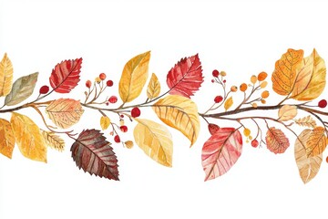 Canvas Print - A watercolor set of a modern illustration of a frame with an autumn theme isolated on a white background