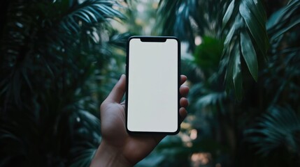 Hand Holding Smartphone with Blank Display