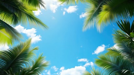 Wall Mural - Palm Trees Framing a Bright Blue Sky