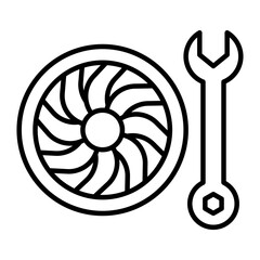 Poster - Tires and key icon. outline icon