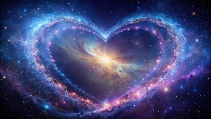 Wall Mural - a stunning galaxy shaped like a heart, perfect for romantic and celestial-themed designs