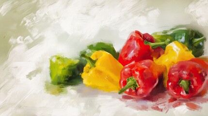 Canvas Print - Colorful Bell Peppers on Artistic Background