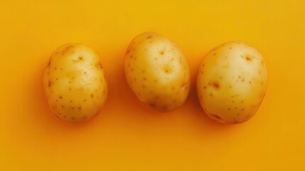 Sticker - Three Potatoes on Bright Yellow Background