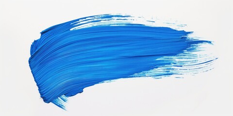 Poster - Blue brush stroke isolated on white background. Thick, vibrant, expressive, abstract art. Bright blue color, textured, layered, dynamic, creative, artistic, decorative, design element. Unique,