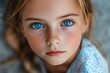 © Andrii  - Girl with Blue Eyes Looking Confidently at Camera