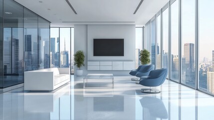 Wall Mural - Modern Office Lounge with City View