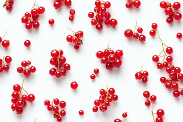 Wall Mural - Vibrant Red Currants with White Backdrop