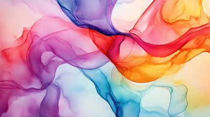 Poster - Abstract watercolor painting with fluid colors and organic shapes, blending vibrant hues in a harmonious composition.