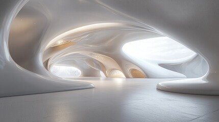 Wall Mural - White, Curved Walls and a Window of a Modern Building