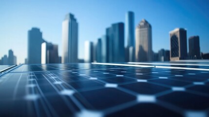 Wall Mural - City Rooftops Equipped with Solar Power Panels