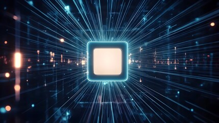 Poster - A conceptual image depicting a light switch surrounded by glowing abstract electrical lines creating a futuristic and minimalist design with copy space for text overlay