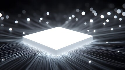 Poster - Conceptual image of a light switch surrounded by glowing lines and shapes suggesting the idea of power technology or innovation with ample copyspace for text overlay or additional design elements