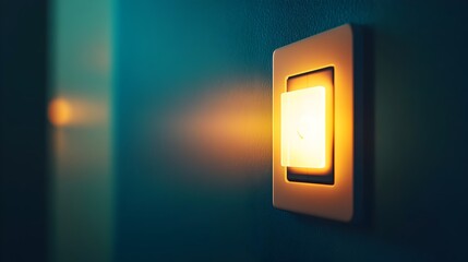 Poster - Conceptual image of a light switch that controls an unknown industrial machine or device symbolizing the power of innovation technology and the potential for transformative change