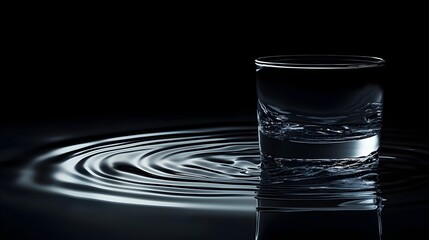 Poster - A visually captivating image showcasing the serene beauty of a glass of water with delicate ripples forming on the surface