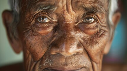 Aufkleber - Elderly men from different ethnic backgrounds express calmness and wisdom in their portraits, reflecting a lifetime of experiences and knowledge. Generative AI