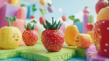 Wall Mural - Pixelated Fruit Delight.