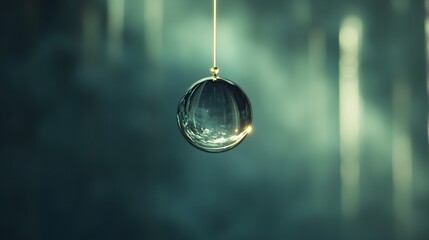 Poster - A single water droplet suspended in mid air with light passing through it creating a captivating minimalist and conceptual composition