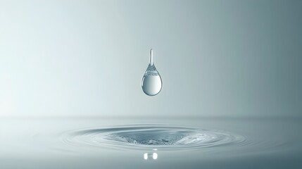 Poster - A conceptual image showcasing a single water droplet suspended in mid air with light passing through it creating a mesmerizing and ethereal visual effect  The image exudes a sense of purity