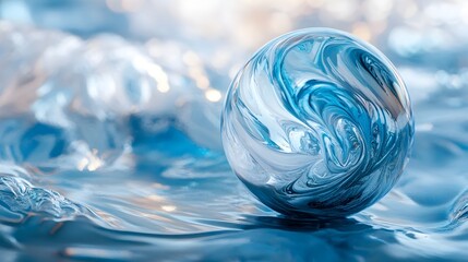 Poster - Mesmerizing crystal ball covered in ever changing fluid abstract designs that shimmer and shift as the light moves through the translucent surface creating a captivating dreamlike visual experience