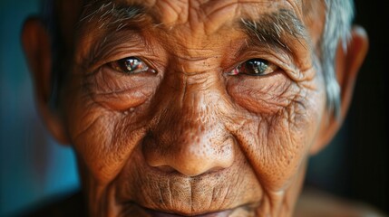 Aufkleber - An elderly man displays serene wisdom and a calm demeanor, beautifully representing different ethnic backgrounds, radiating experience and tranquility. Generative AI