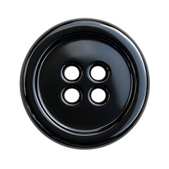 Shiny Black Button with Four Holes, a Seamless Design with Transparent Background