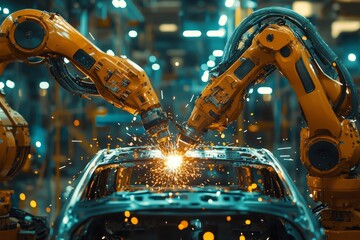 Poster - Using Stock robots to weld in an industrial factory