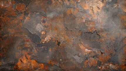 Canvas Print - Top view of an oxidized iron surface with deep rust patterns and worn edges, perfect for a distressed background