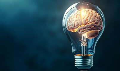 Poster - An illustration of a human brain in the shape of a lightbulb
