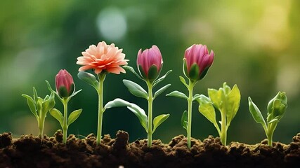 Growing Flower Seedling Emerging from the Soil