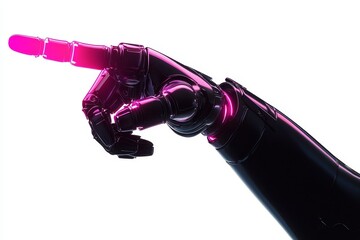 Poster - Robotic white hand pointing finger with free background - 3D rendering.
