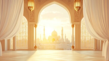 Wall Mural - A View of a Mosque Through an Ornate Archway