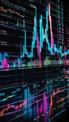 Poster - holographic statistic graph displaying financial data, offering a modern and dynamic visual of econo
