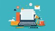 © Rattanathip - Digital marketing concept with laptop, emails, pen, and coffee cup. Ideal for online marketing, communication, and work from home visuals.