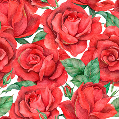 Sticker - Blooming red rose png seamless pattern transparent background