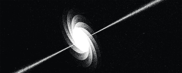 Wall Mural - neutron star with disc of plasma and ray burst. supermassive singularity in core off a galaxy, with 