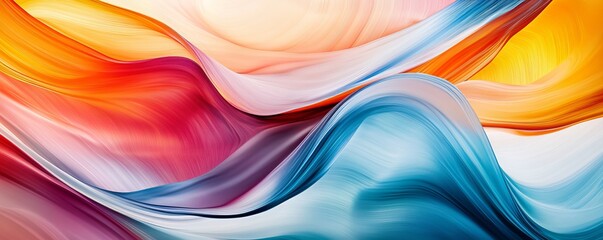 Wall Mural - Abstract background of colorful wavy lines flowing