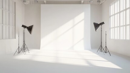 Poster - A bright white backdrop with soft shadows, ideal for creating a professional and clean look