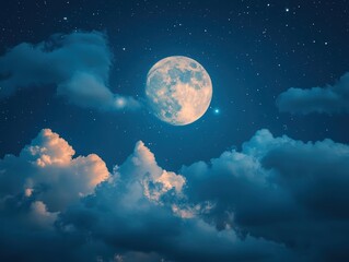 Naklejka na meble Full Moon and Stars in Night Sky
