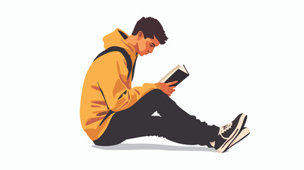 Enjoying Favorite Book in Isolation - Vector Illustration