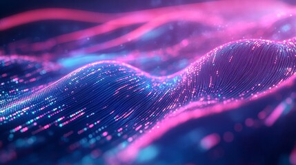 Poster - Abstract blue and pink particles flowing background