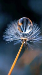 Poster - Macro water droplet balancing on dandelion seed head