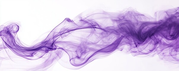 Wall Mural - Purple smoke forming wavy abstract shapes on white background