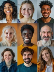 Aufkleber - A joyful collection of individuals showcasing diverse smiles and expressions in an indoor setting filled with vibrant colors. Generative AI