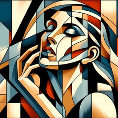 geometric cubism woman painting