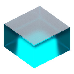 Poster - Blue cube png 3D geometric shape, transparent background